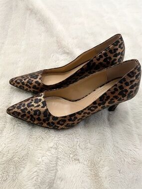 J.Renee Chic Leopard Print Brown and Black Metallic Pumps Heels Size 7.5